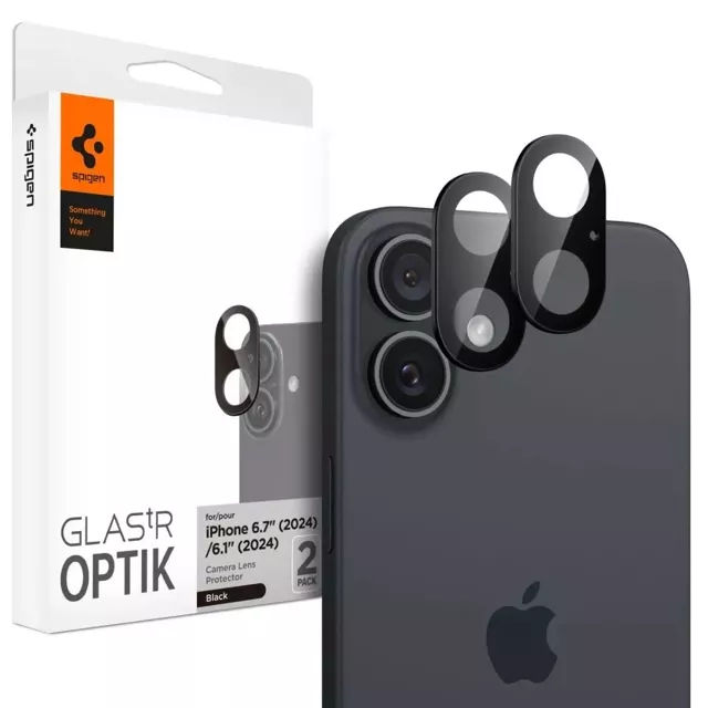 Spigen Optik Pro Glas.TR Kameraschutz 2er-Pack für iPhone 16 / 16 Plus Schwarz