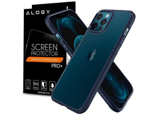 Spigen Ultra Hybrid Hülle für Apple iPhone 12/12 Pro 6.1 Navy Blue Alogy Glas