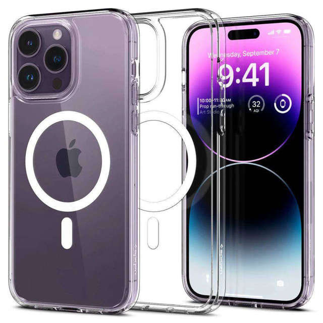 Spigen Ultra Hybrid Mag Case für Apple iPhone 14 Pro Max, weißes Glas