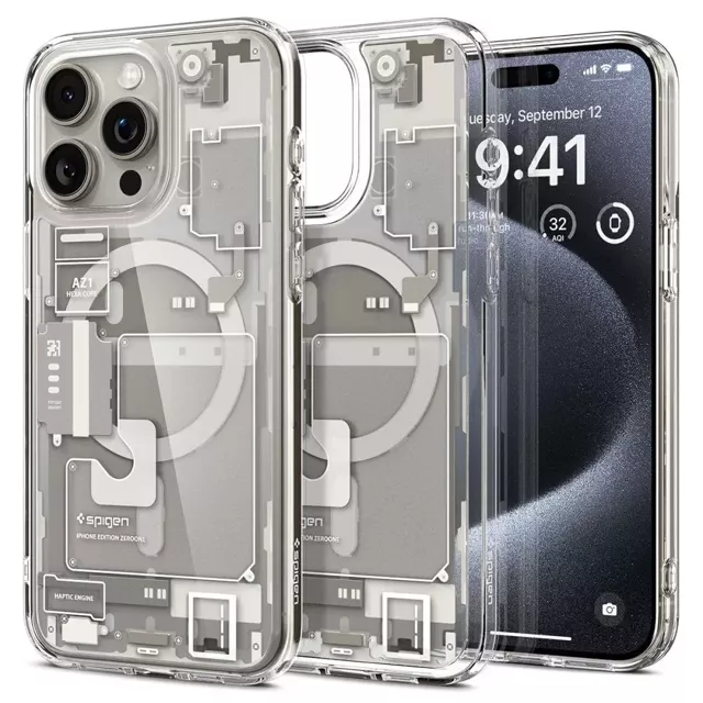 Spigen Ultra Hybrid Mag Safe Hülle für Apple iPhone 15 Pro Zero One Natürliches Titan