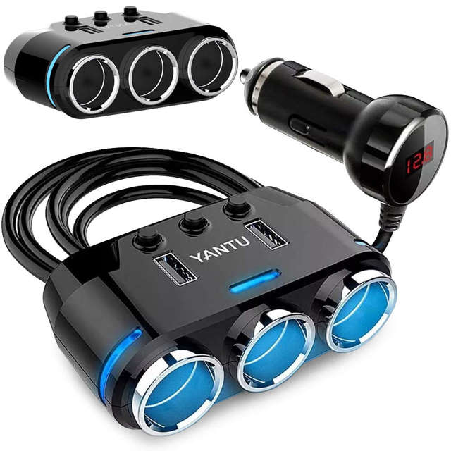 Splitter Splitter KFZ Adapter für Zigarettenanzünder 2x USB Ladegerät 12V 24V 3.1A Schwarz