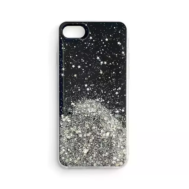 Star Glitter Case Cover für iPhone 13 mini glänzende Glitzerhülle schwarz