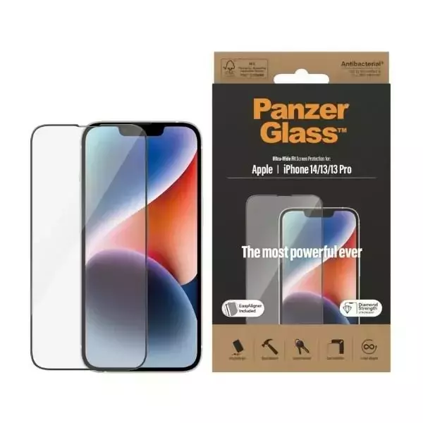 Szkło PanzerGlass Ultra-Wide Fit für iPhone 14 / 13 Pro / 13 6,1" Sichtschutz Antibakteriell Easy Aligner Inklusive P2783