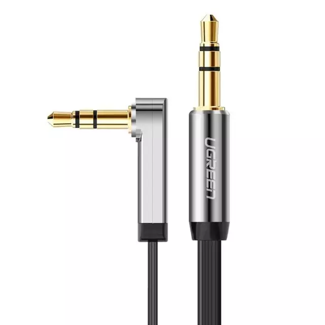 UGREEN Kabel flach gewinkelt AUX Audiokabel 3,5 mm Miniklinke 0,5 m schwarz (AV119 10596)