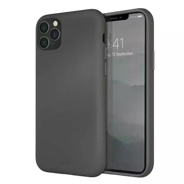 UNIQ Hülle Lino Hue iPhone 11 Pro Max grau / moosgrau