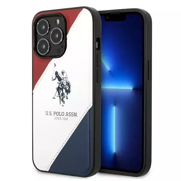 US Polo Tricolor geprägte iPhone 14 Pro 6,1" Handyhülle Weiss weiss