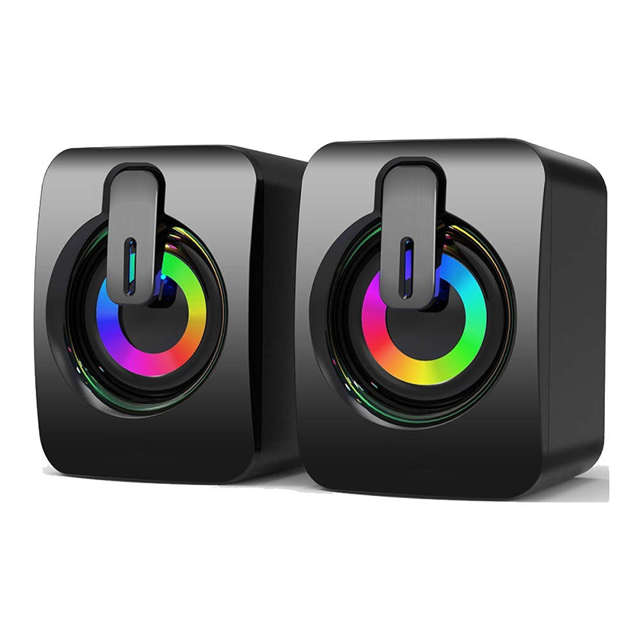 USB 2.0 Alogy Mini-Stereo-Kabellautsprecher HIFI-Computerlautsprecher mit Mikrofon RGB Schwarz