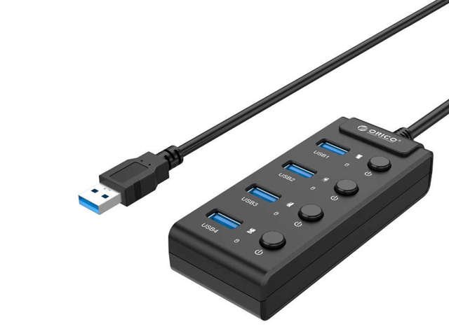 USB 3.0-Hub. Orico mit Schaltern, 5x USB (schwarz)