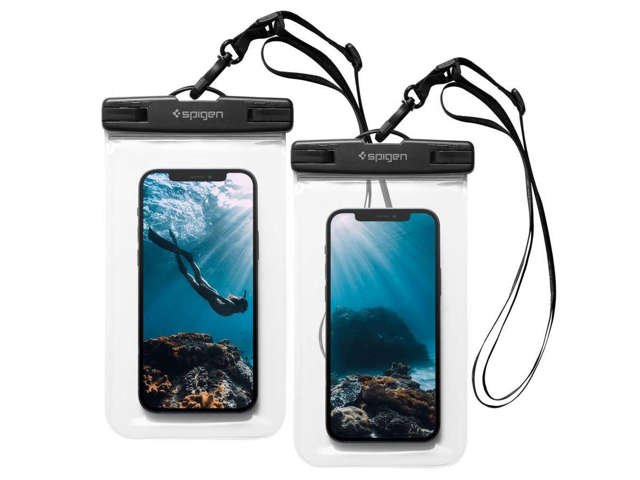 Universelle wasserdichte Hülle x2 für das Telefon 6.8 Spigen A601 IPX8 Schwarz