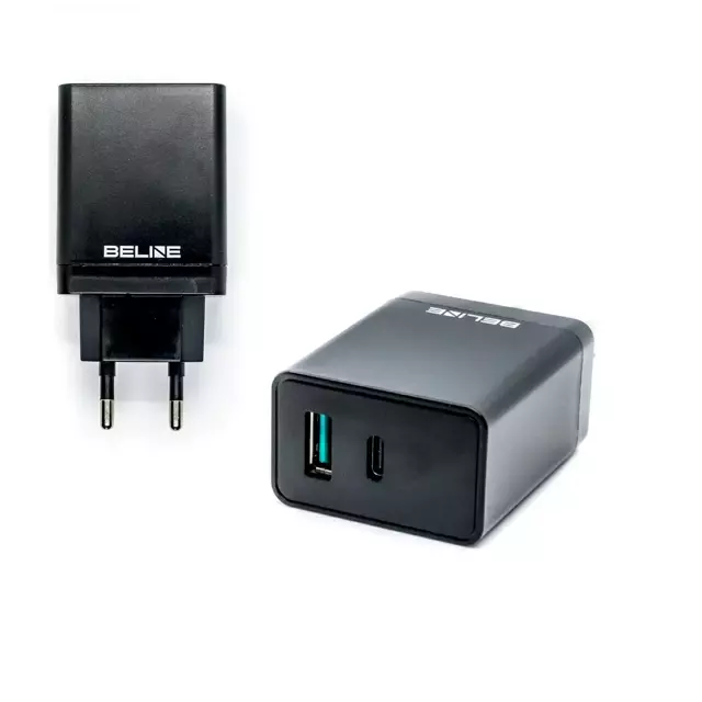 Wandladegerät Beline 1xUSB und 1xUSB-C 5A 18W schwarz/schwarz (nur Kopf)