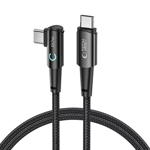 Winkelkabel USB Typ C - USB Typ C UltraBoost „L“ 60W/6A 100 cm Grau