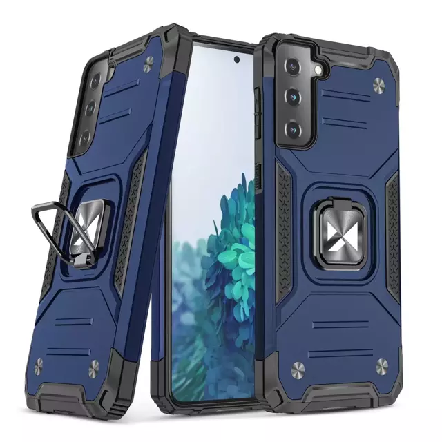 Wozinsky Ring Armor Tough Hybrid Case Magnetic Cover Halter für Samsung Galaxy S22 blau