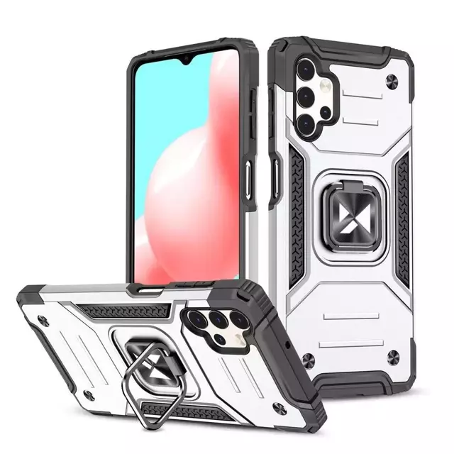 Wozinsky Ring Armor Toughened Hybrid Case Magnetic Cover Holder Samsung Galaxy A73 Silber