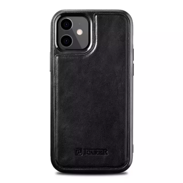 iCarer Leather Oil Wax Hülle mit echtem Leder bezogen für iPhone 12 mini schwarz (ALI1204-BK)
