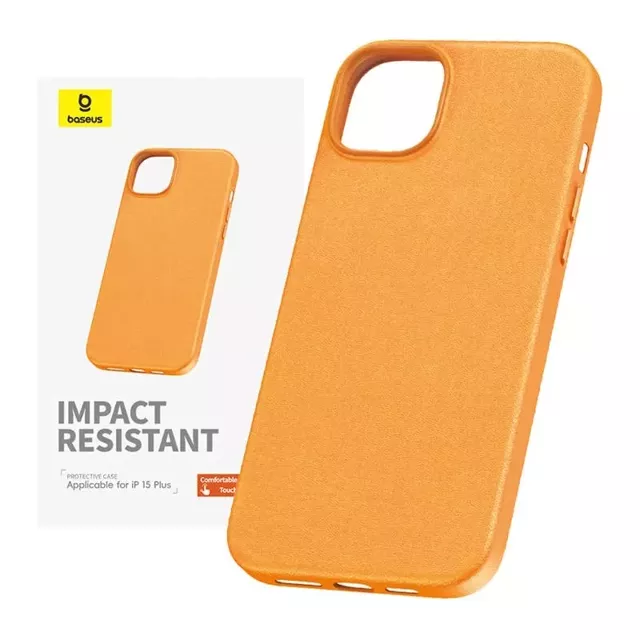 iPhone 15 Plus Baseus Fauxther Series Handyhülle (Orange)