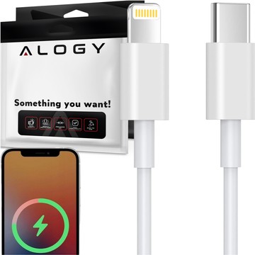 1 m langes Alogy-Kabel USB-C Typ C zu Lightning PD 20 W Weiß