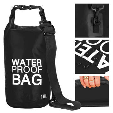 10L Wasserdichter Sack Wasserdichte Tasche Kajak Segeltasche PVC für Sport Schwarz