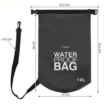 10L Wasserdichter Sack Wasserdichte Tasche Kajak Segeltasche PVC für Sport Schwarz