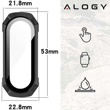 2-in-1-Schutzhülle mit integriertem Glas für Xiaomi Mi Band 7 / 7 NFC Alogy Classic Case Black