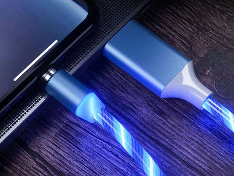 2 m langes, leuchtendes Alogy-USB-auf-Blitzblau-Kabel