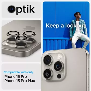 2 x Spigen Optik.TR „Ez Fit“ Kameraschutz für iPhone 14 Pro / Pro Max / 15 Pro / Pro Max, natürliches Titan