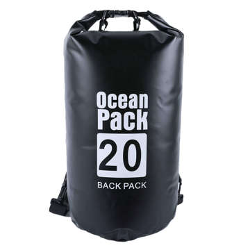 20L wasserfester Sack, wasserdichte Tasche, Kajak-Segeltasche, PVC, für Sport, Schwarz