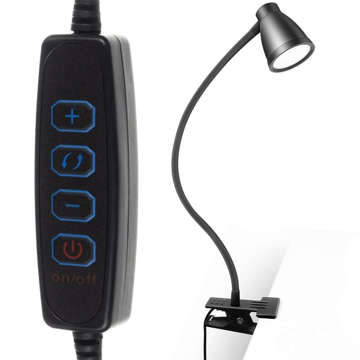 24 5W 360 LED Schreibtischlampe mit Clip Flexibel mit Lichtsteuerung, schwarze Fernbedienung