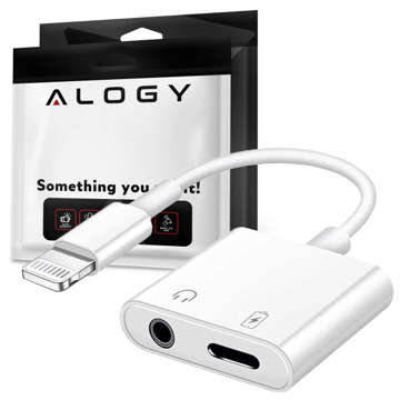 2in1 Adapter Alogy Lightning Miniklinke 3,5 mm Audio Adapter Weiß