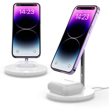 2in1 QI 15W 2in1 Magnetic MagSafe Wireless Charger für Apple iPhone AirPods Weiß