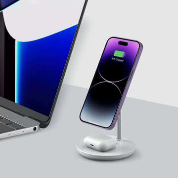 2in1 QI 15W 2in1 Magnetic MagSafe Wireless Charger für Apple iPhone AirPods Weiß