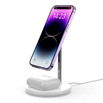 2in1 QI 15W 2in1 Magnetic MagSafe Wireless Charger für Apple iPhone AirPods Weiß