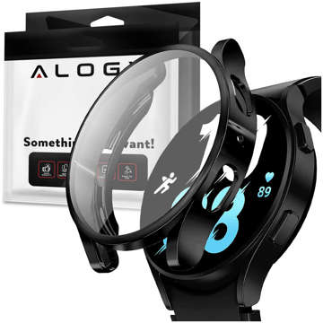 2in1 Schutzhülle Overlay mit Alogy Displayschutzfolie für Samsung Galaxy Watch 5 40mm Schwarz