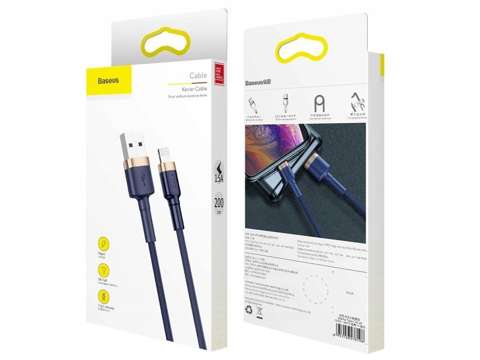 2m Baseus Keviar USB Lightning Kabel für iPhone iPad iPod 1.5A Marineblau