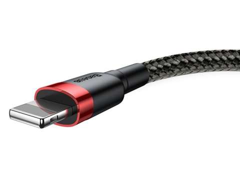 2m Baseus Keviar USB Lightning Kabel für iPhone iPad iPod 1.5A Schwarz und Rot