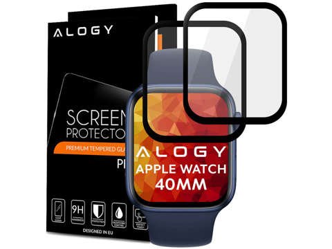 2x Flexibles 3D Alogy Glas für Apple Watch 4/5/6 / SE 40mm Schwarz