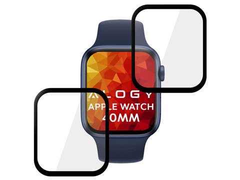 2x Flexibles 3D Alogy Glas für Apple Watch 4/5/6 / SE 40mm Schwarz