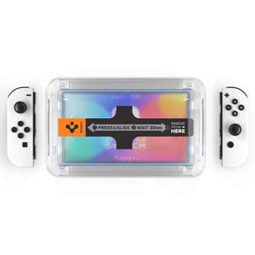 2x Gehärtetes Glas Spigen Glas.tR EZ Fit für Nintendo Switch Oled