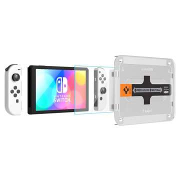 2x Gehärtetes Glas Spigen Glas.tR EZ Fit für Nintendo Switch Oled