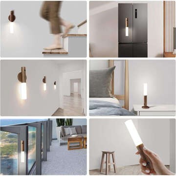 2x LED-Lampe warme Wandleuchte mit Bewegungssensor, Wandmontage, magnetisch, USB-C Dunkelbraun