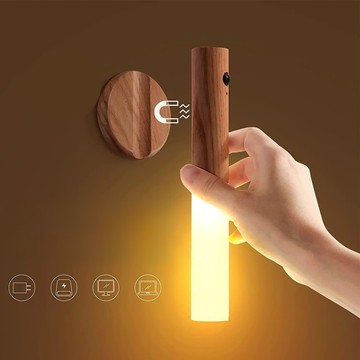 2x LED-Lampe warme Wandleuchte mit Bewegungssensor, Wandmontage, magnetisch, USB-C Dunkelbraun