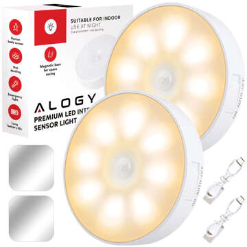 2x Lampe LED Bewegungsmelder Dämmerung Nachtlampe Alogy Sensor Light Kabellose Möbelbeleuchtung Warmes Licht 3000k