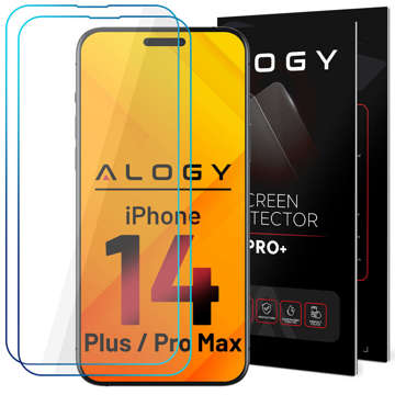 2x Panzerglas 9H Alogy Displayschutz für Apple iPhone 14 Plus / 14 Pro Max