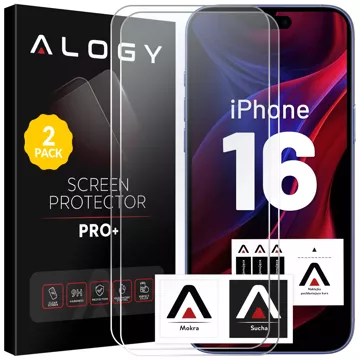 2x Panzerglas für Apple iPhone 16 Displayschutzfolie 9H Alogy Heavy Pro™️ [2 Stück]