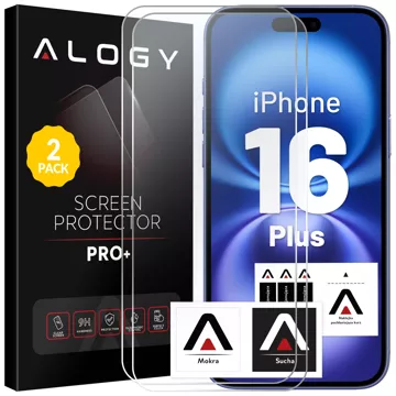 2x Panzerglas für Apple iPhone 16 Plus Displayschutzfolie 9H Alogy Heavy Pro™️ [2 Stück]