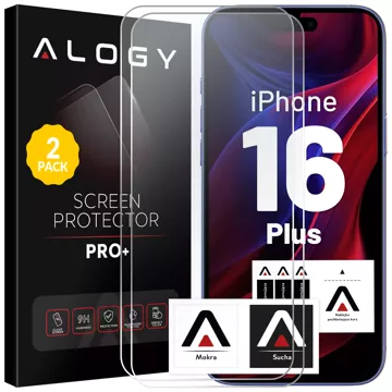 2x Panzerglas für Apple iPhone 16 Plus Displayschutzfolie 9H Alogy Heavy Pro™️ [2 Stück]