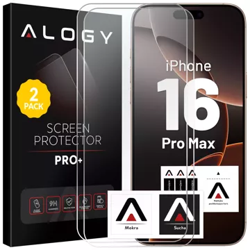 2x Panzerglas für Apple iPhone 16 Pro Max Displayschutzfolie 9H Alogy Heavy Pro™️ [2 Stück]