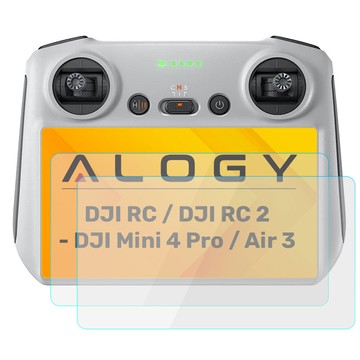 2x Panzerglas für DJI RC / DJI RC 2 - DJI Mini 4 Pro / Air 3 für Drohnenbildschirm Alogy Displayschutzfolie PRO