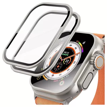 2x Rahmen aus gehärtetem Glas für Apple Watch Ultra / Ultra 2 49 mm Displayschutzfolie Alogy Protector 9H Titanum