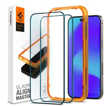 2x Spigen ALM Glass FC Panzerglas für Apple iPhone 14 Pro Max Schwarz