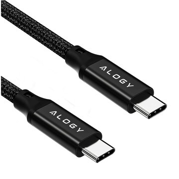 2x USB-C Typ C Kabel stark schnell 60W PD 1M für iPhone 15/Pro/Max Nylonkabel Alogy Schwarz [2 Stück]